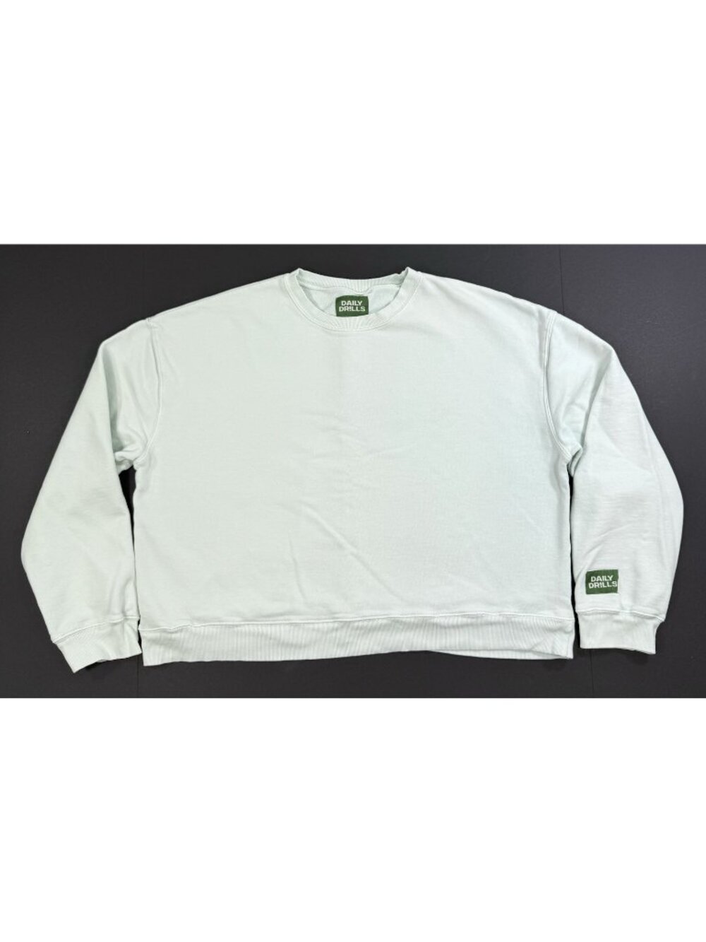 Daily Drills Oversized Crew Neck Sweatshirt Size XS/S Boxy Cropped Mint Green